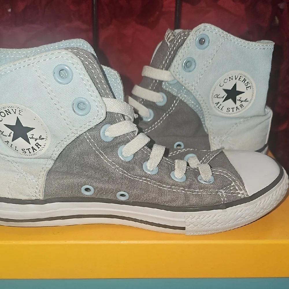 Converse All Star Kids High-Top Sneakers - Light Blue and Gray Size 3